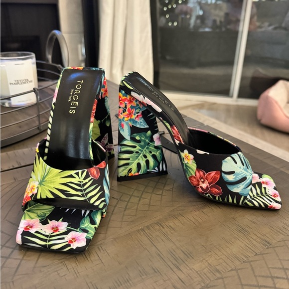 🌺Torgeis Paradise Tropical Mules Block High Heel - Picture 8 of 13